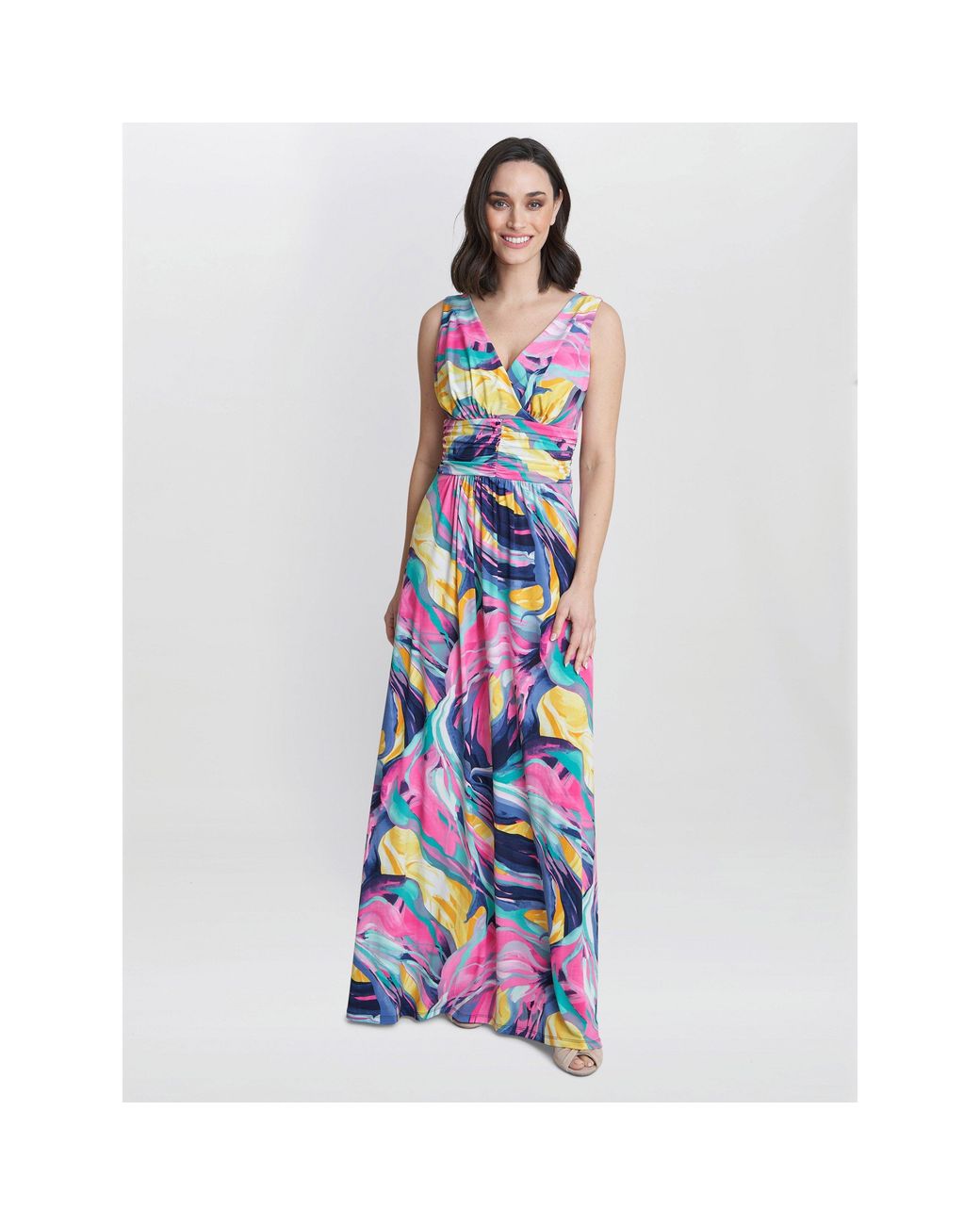 Gina Bacconi White Camille Maxi Jersey Dress