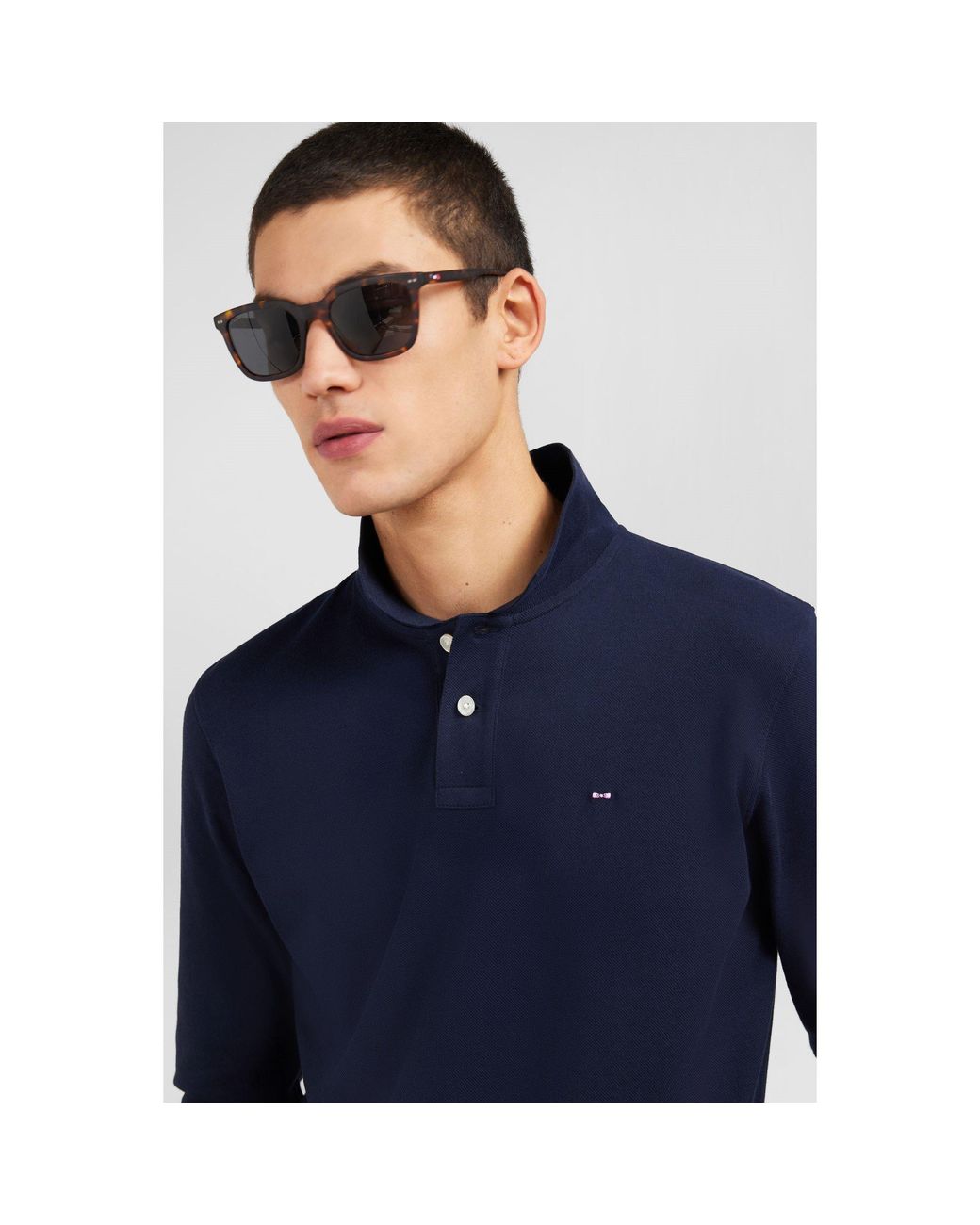 Eden Park Blue Cotton Polo With Contrasting Neck for men