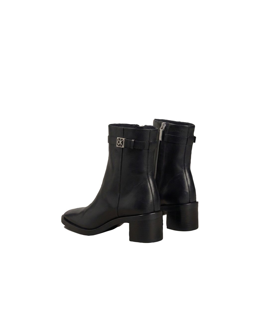 Calvin Klein Black Block-Heel Square-Toe Court Shoes