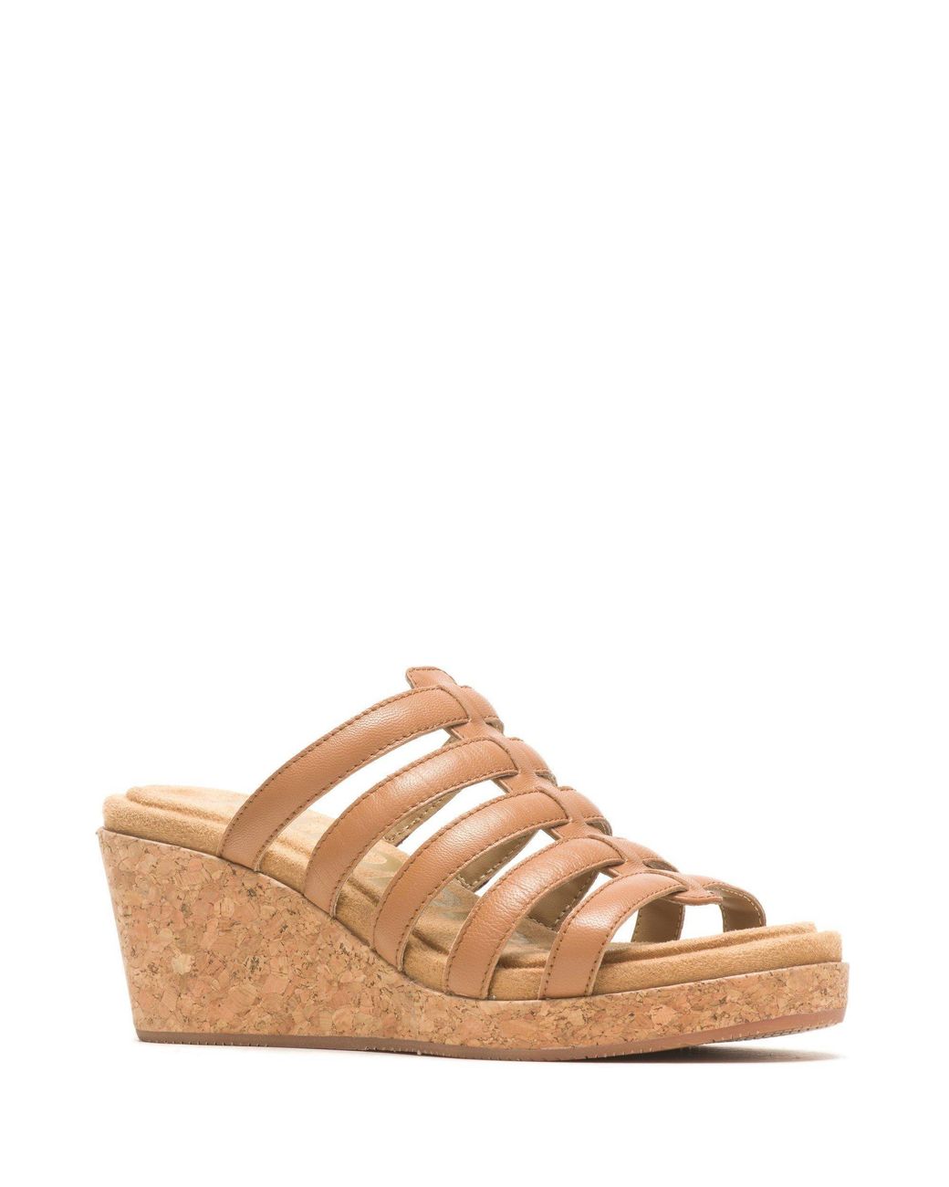 Hush Puppies Brown Willow Slide Leather Heeled Sandals