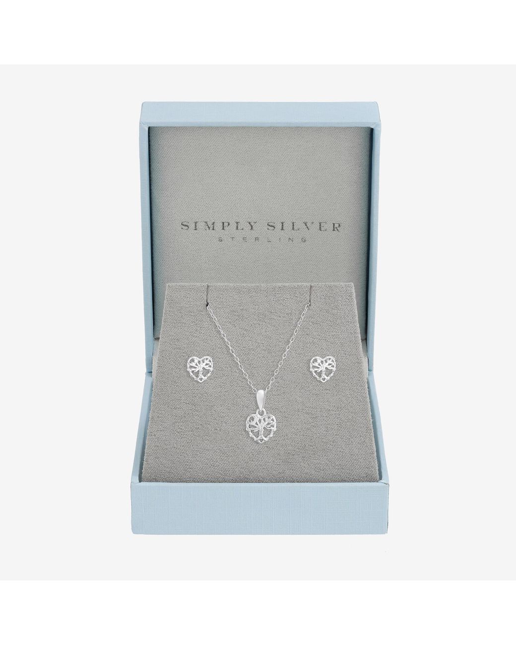 Simply Silver Gray Sterling 925 Tree Of Love Set