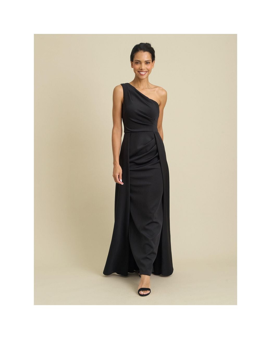 Gina Bacconi Natural Madge One Shoulder Maxi Dress