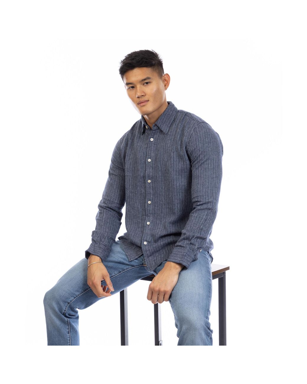 Peter Werth Blue Long Sleeve Plain Shirt for men