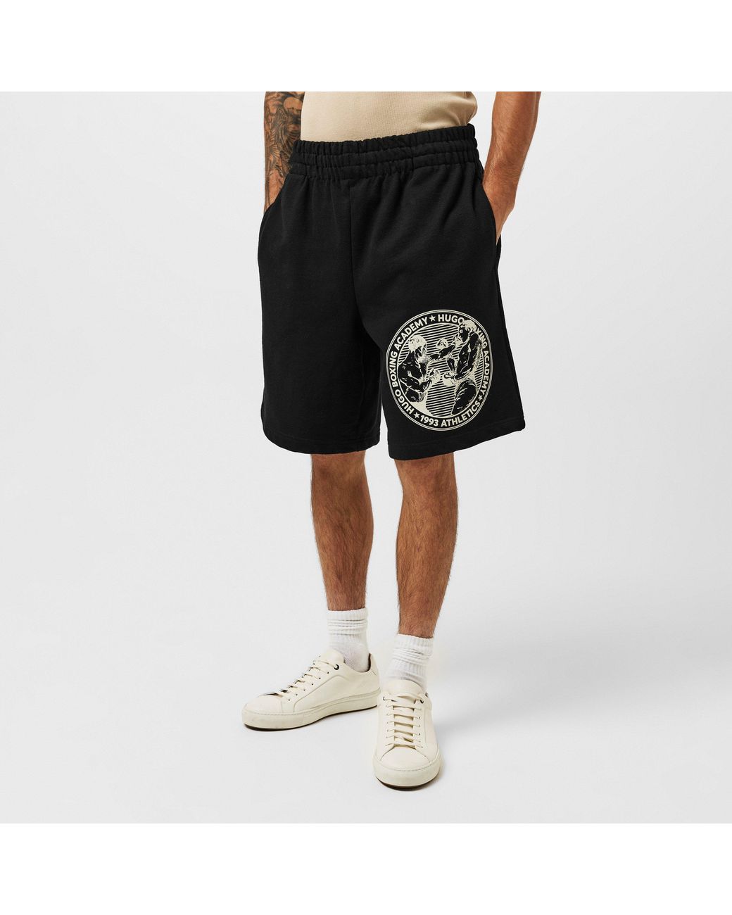 HUGO Black Short Sleeve Cotton Polo Shirt for men