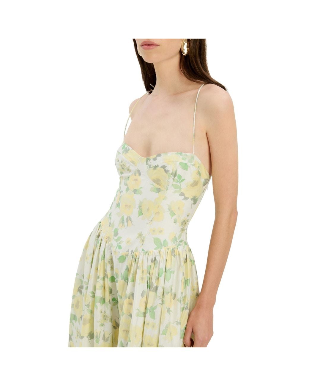 Bardot Yellow Estie Printed Floral Cotton Evening Maxi Dress