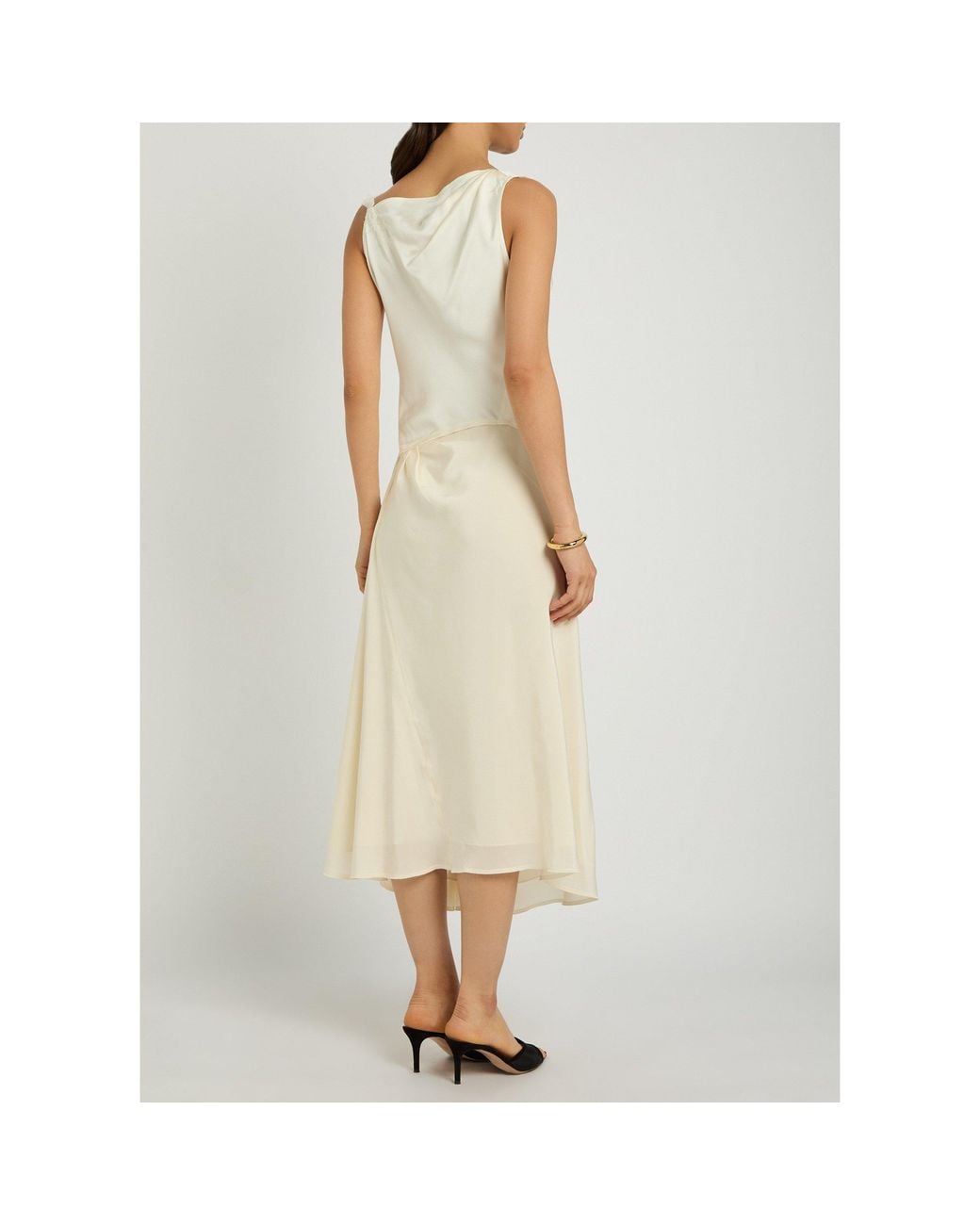 Victoria Beckham Natural Asymmetric Lace Detail Dress