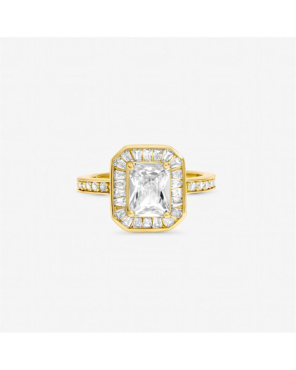 Jon Richard Metallic Plated Emerald Cut Cubic Zirconia Ring