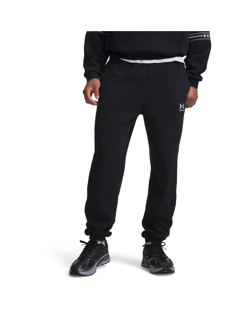 Under Armour Black Icon Taping Closed Hem Fleece Joggers for men