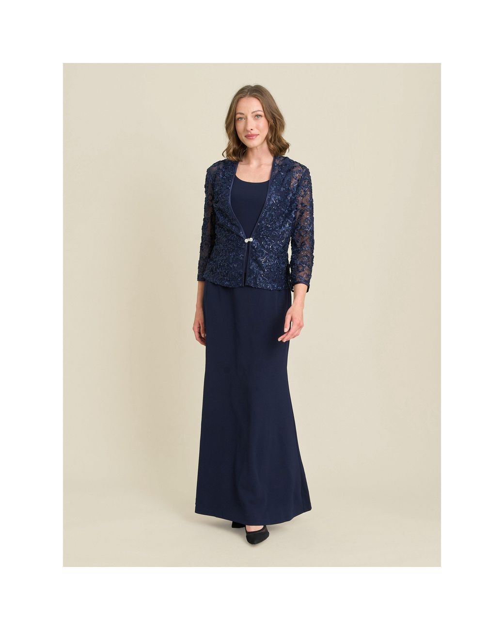 Gina Bacconi Blue Rayla Maxi Dress And Jacket