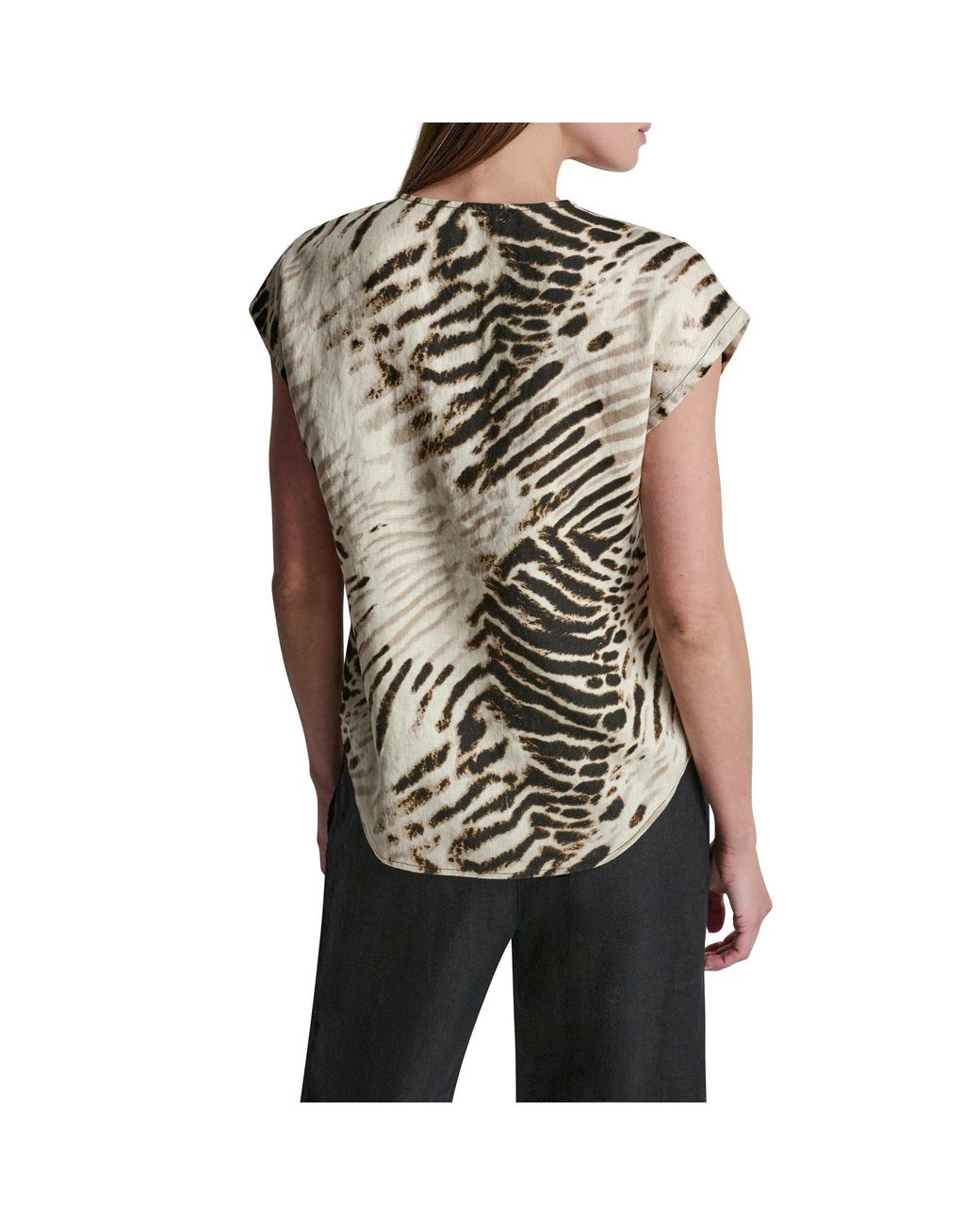 DKNY Multicolor Short Sleeve Blouse