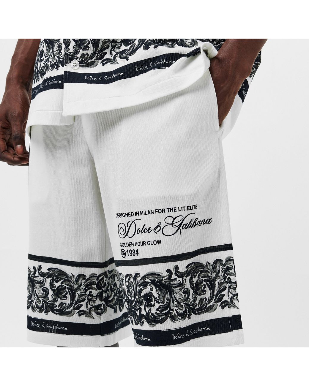 Dolce & Gabbana White Woven Tailored Fit Tracksuit Shorts for men