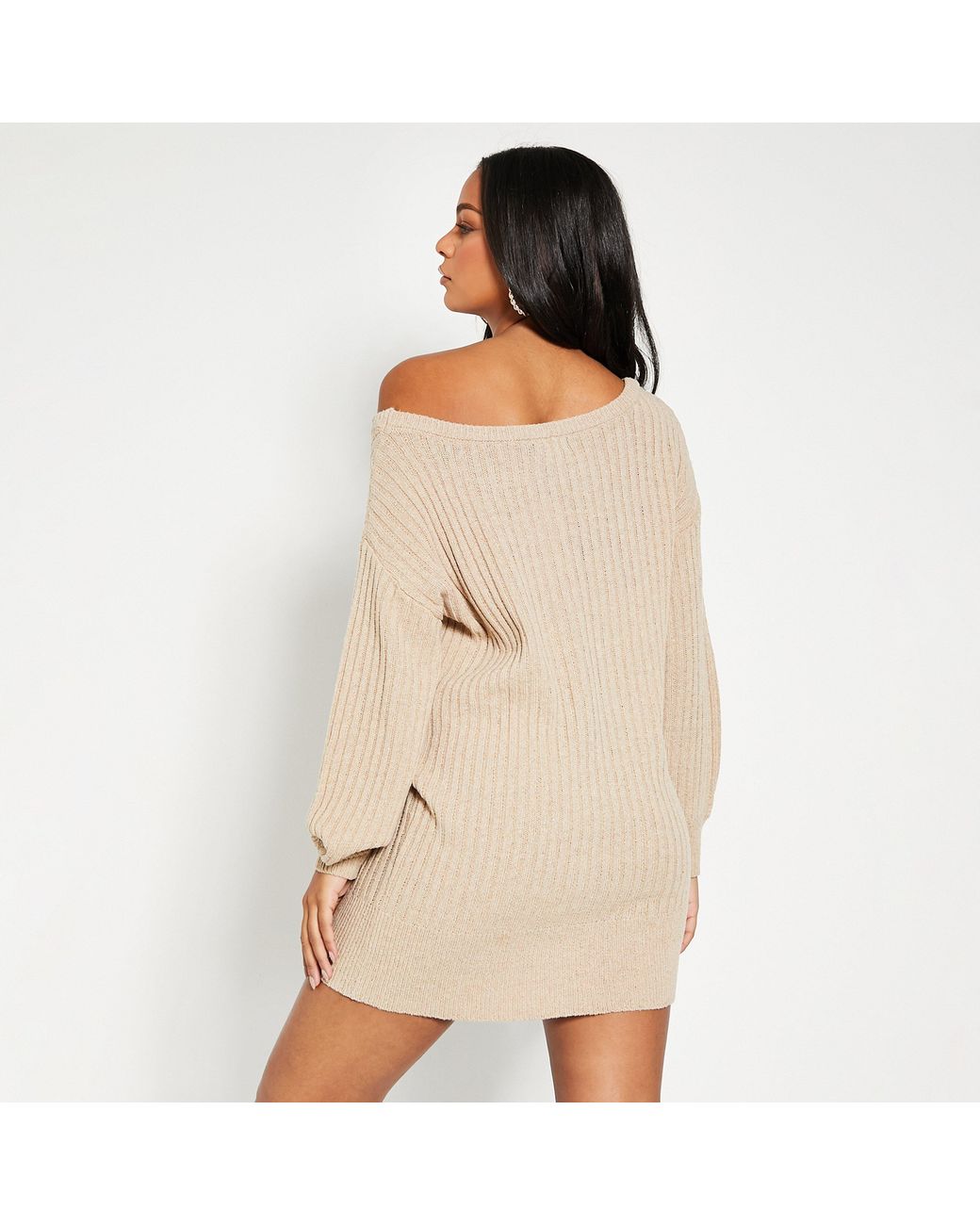 I Saw It First Natural Isawitfirst Slouchy Off The Shoulder Jumper Dress