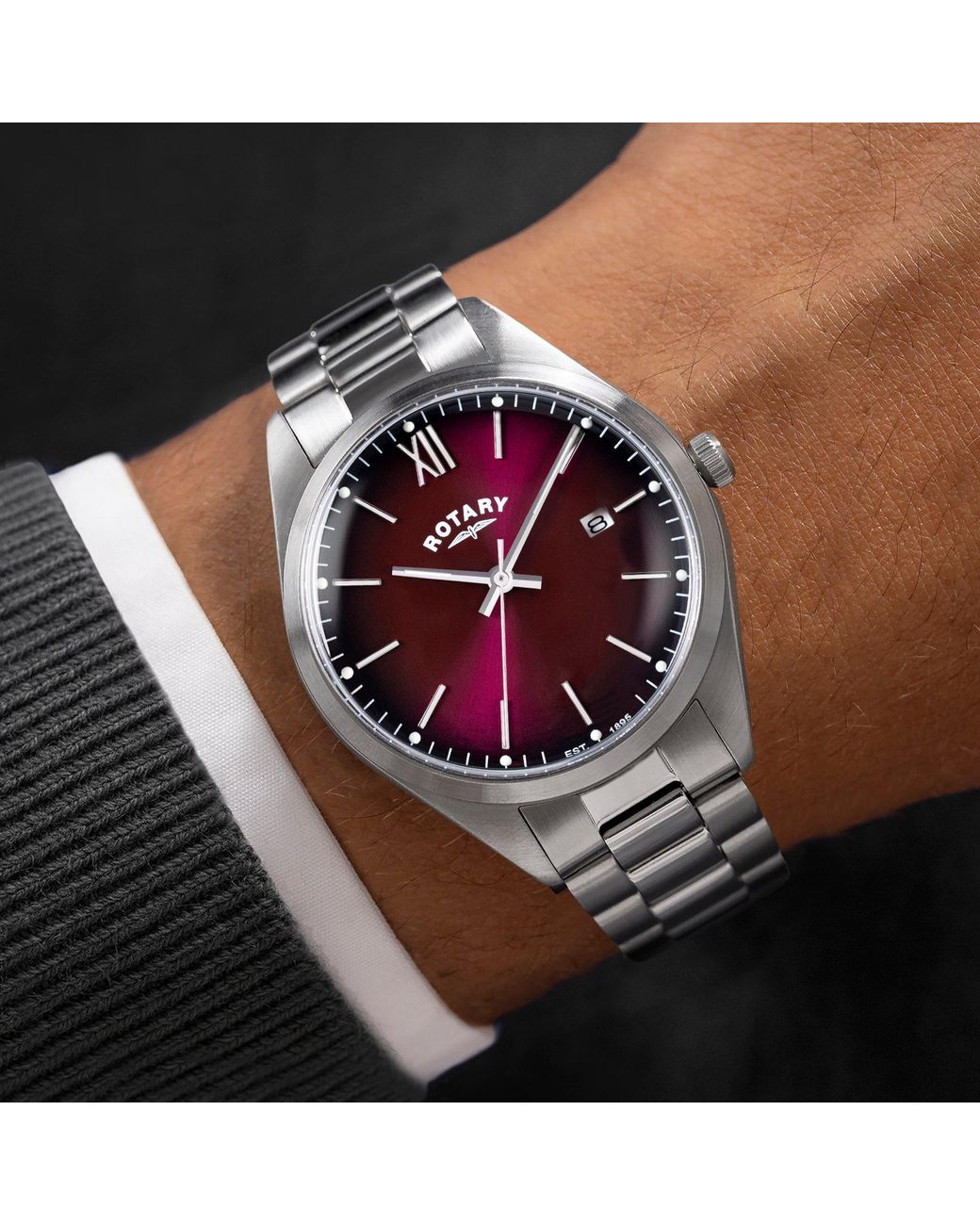 Rotary Metallic Seamatic Ss Bracelet Watch for men