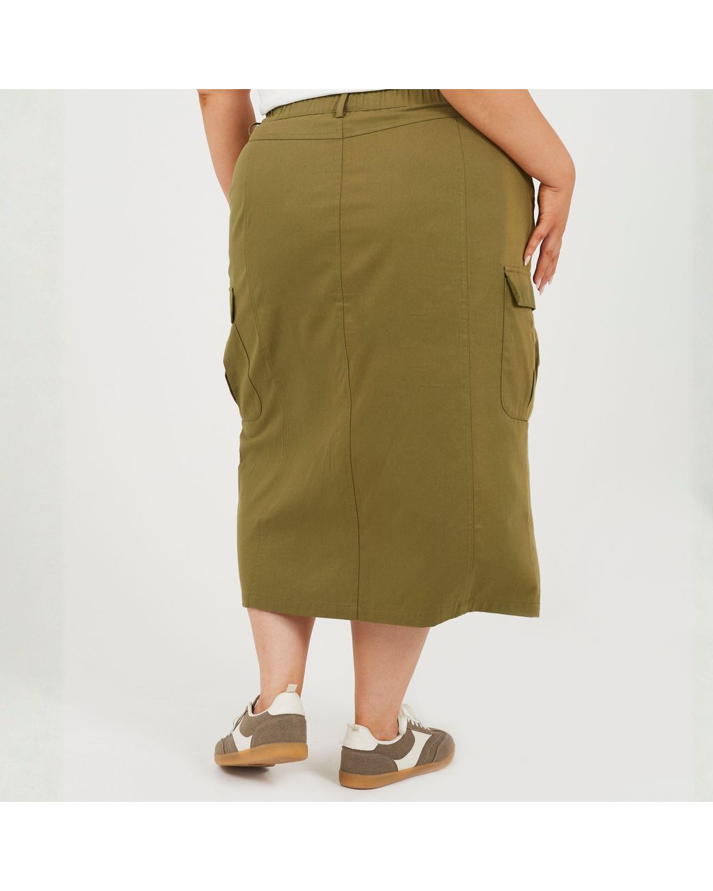 Brave Soul Green Plus Size Denim Cargo Skirt