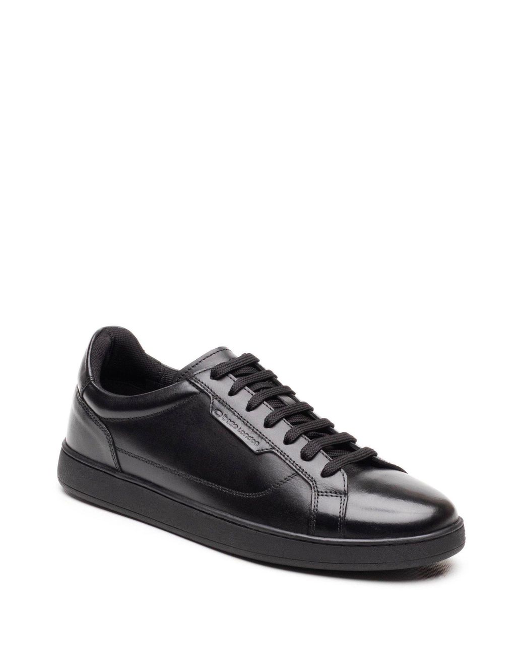 Base London Black Zammo Leather Lace-Up Low-Top Trainers for men