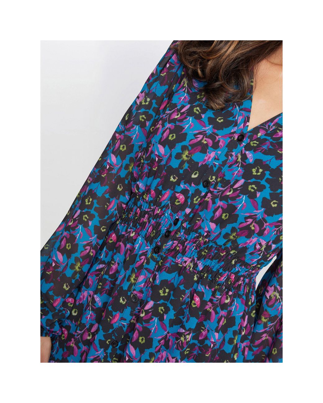 Gina Bacconi Blue Judy Button Dwon Long Sleeve Dress
