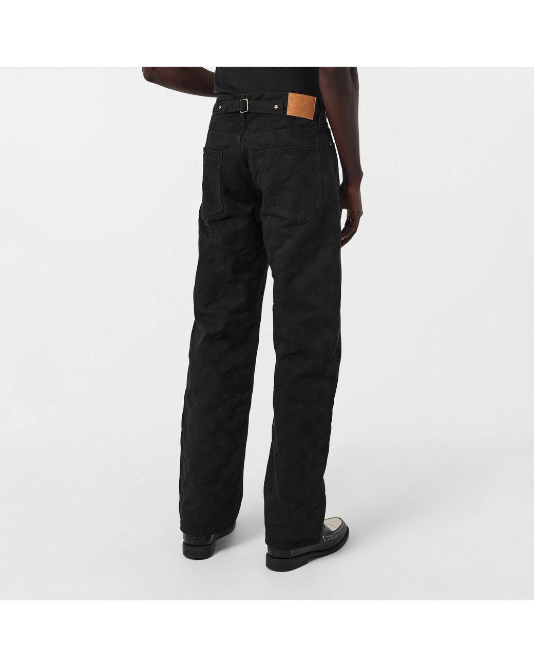 Casablanca Black Mono Durable Denim Structured Fit Straight Leg Jeans for men