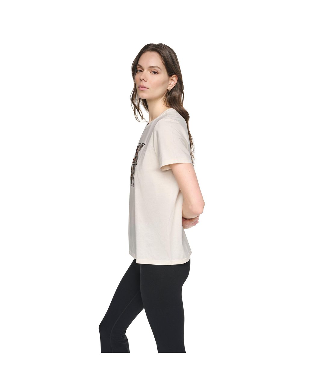 DKNY Natural Leopard Logo Sport Cotton Short-Sleeve Crew-Neck T-Shirt