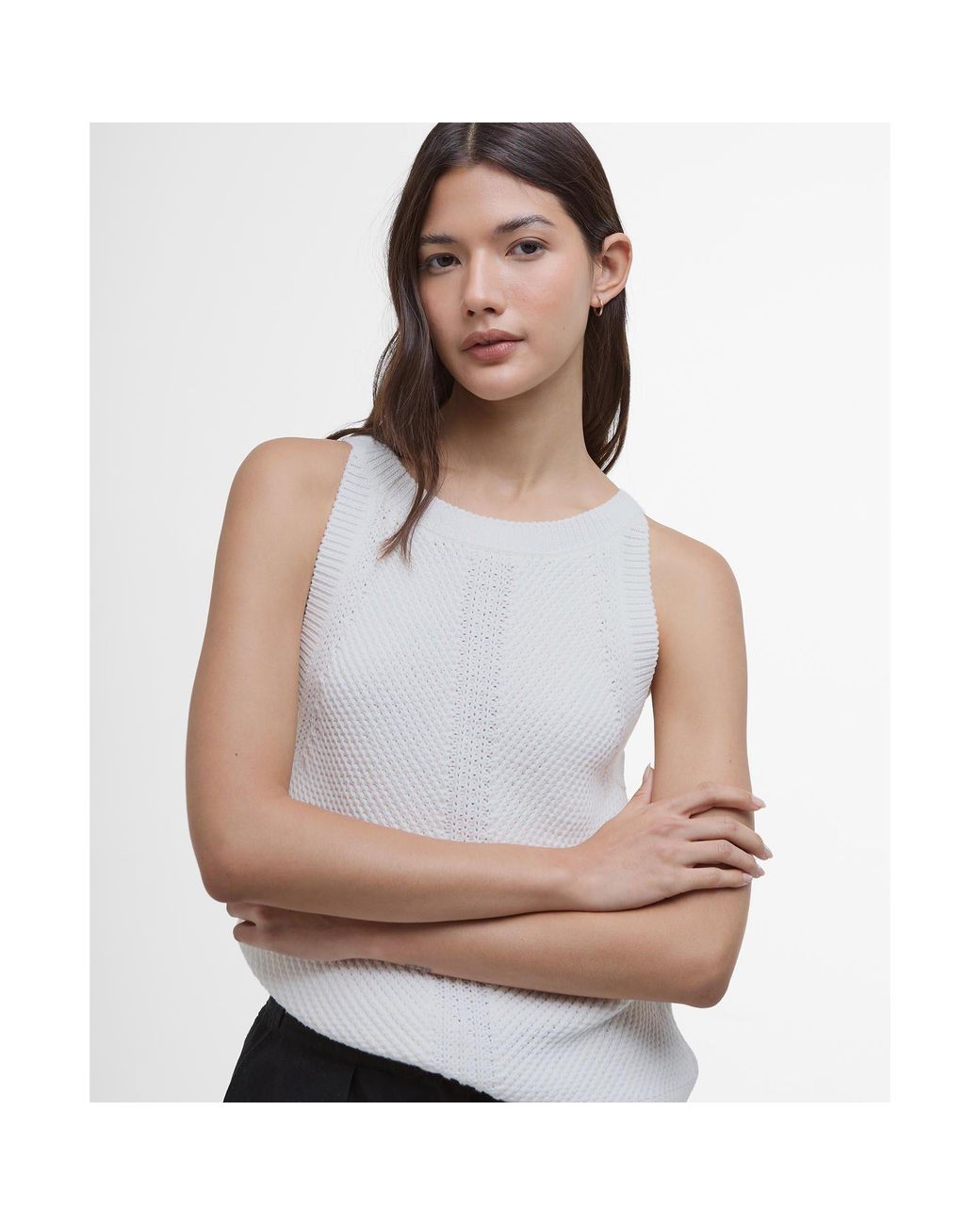 Barbour White Dakota Sweater Vest