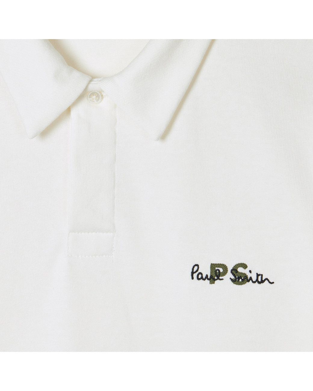 Paul Smith White Embroidered Long-Sleeve Rugby Polo Shirt for men