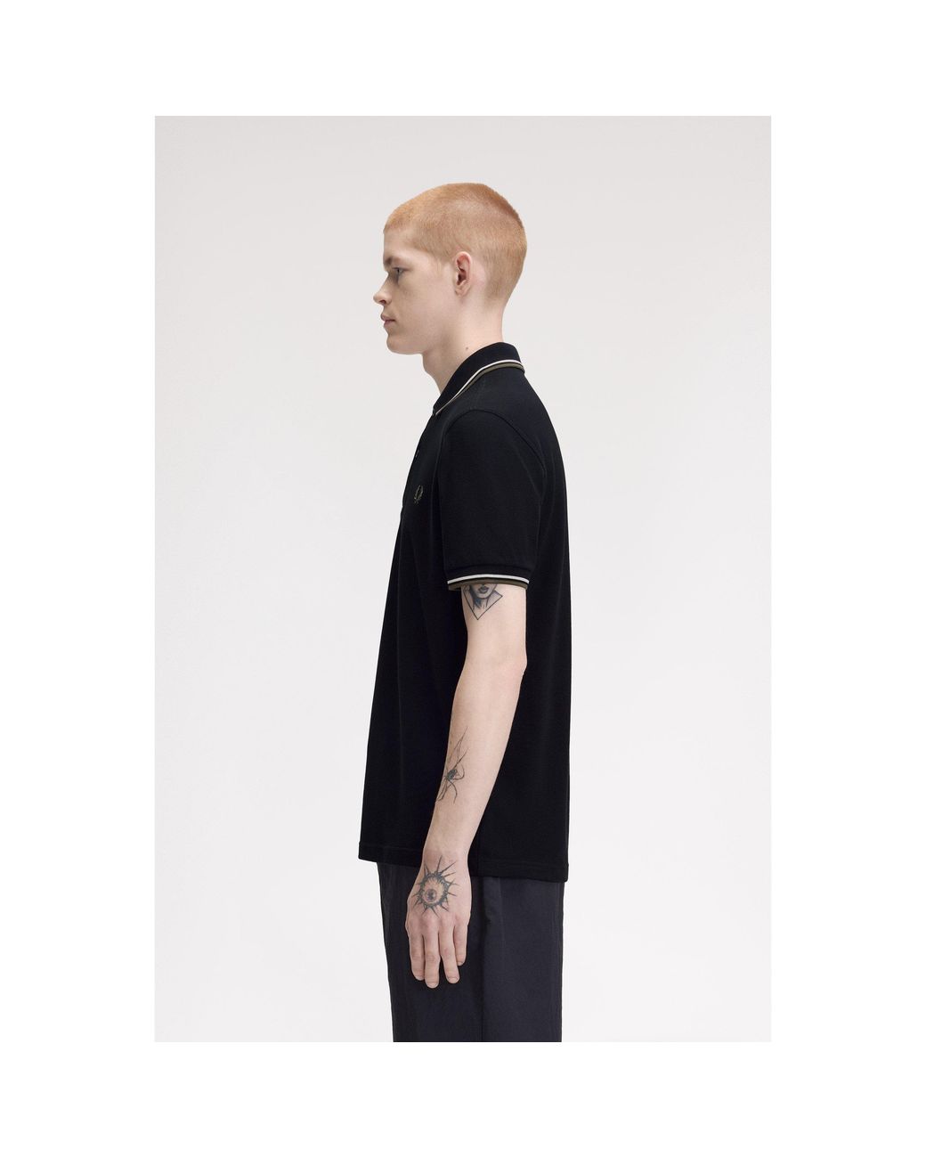 Fred Perry Black Short Sleeve Twin Tipped Polo Shirt for men