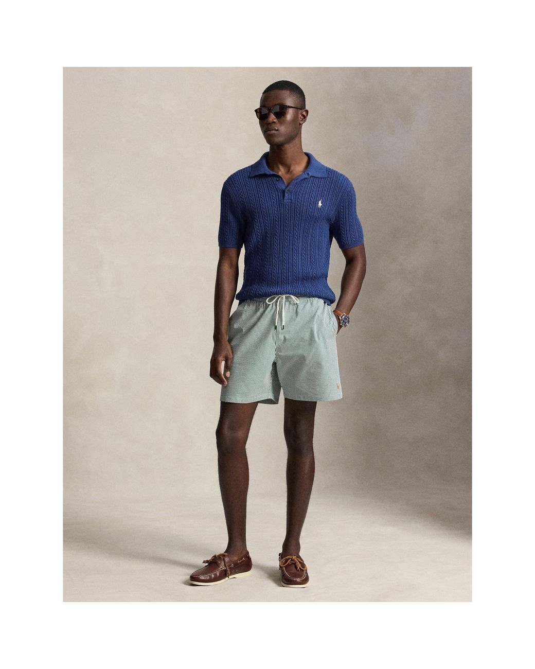 Polo Ralph Lauren Green Seersucker Traveller Swim Shorts for men