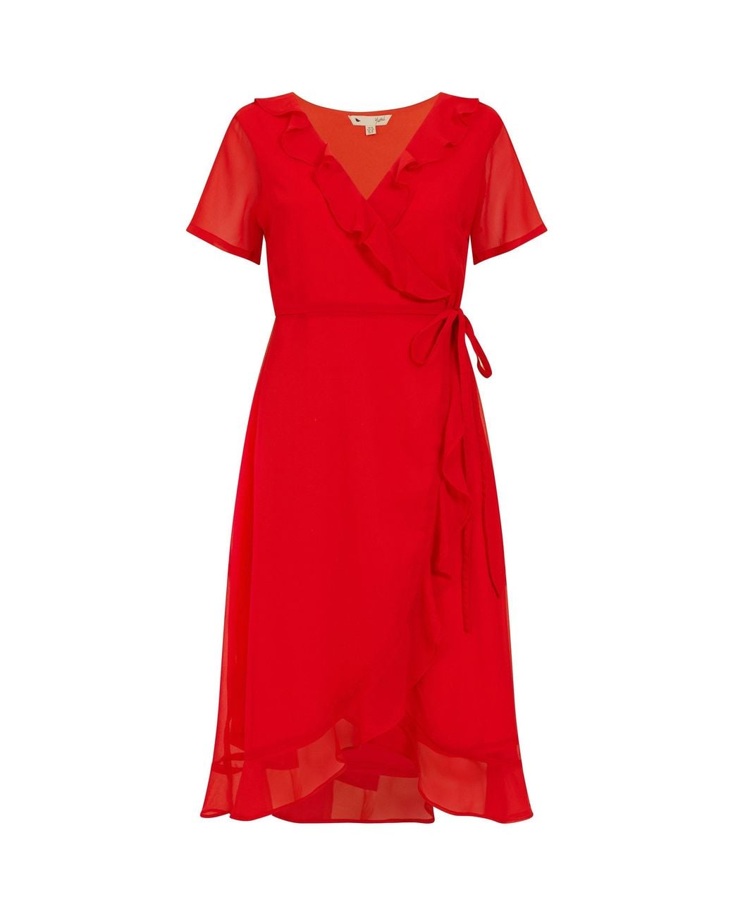 Yumi' Red Frill Wrap Dress