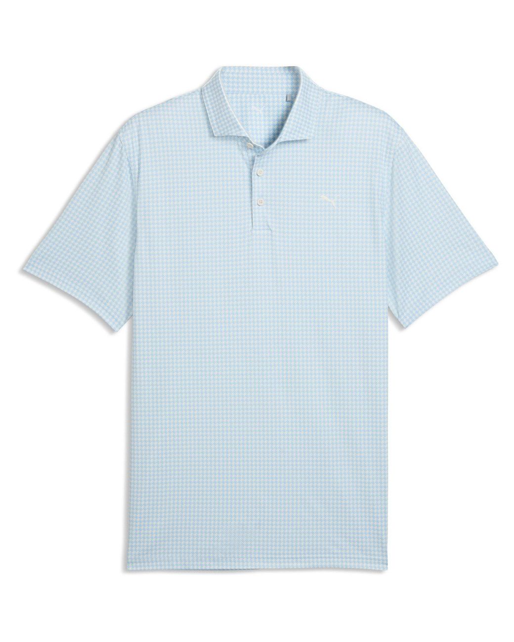 PUMA Blue Cloudspun Mono Check Short-Sleeve Polo Shirt for men