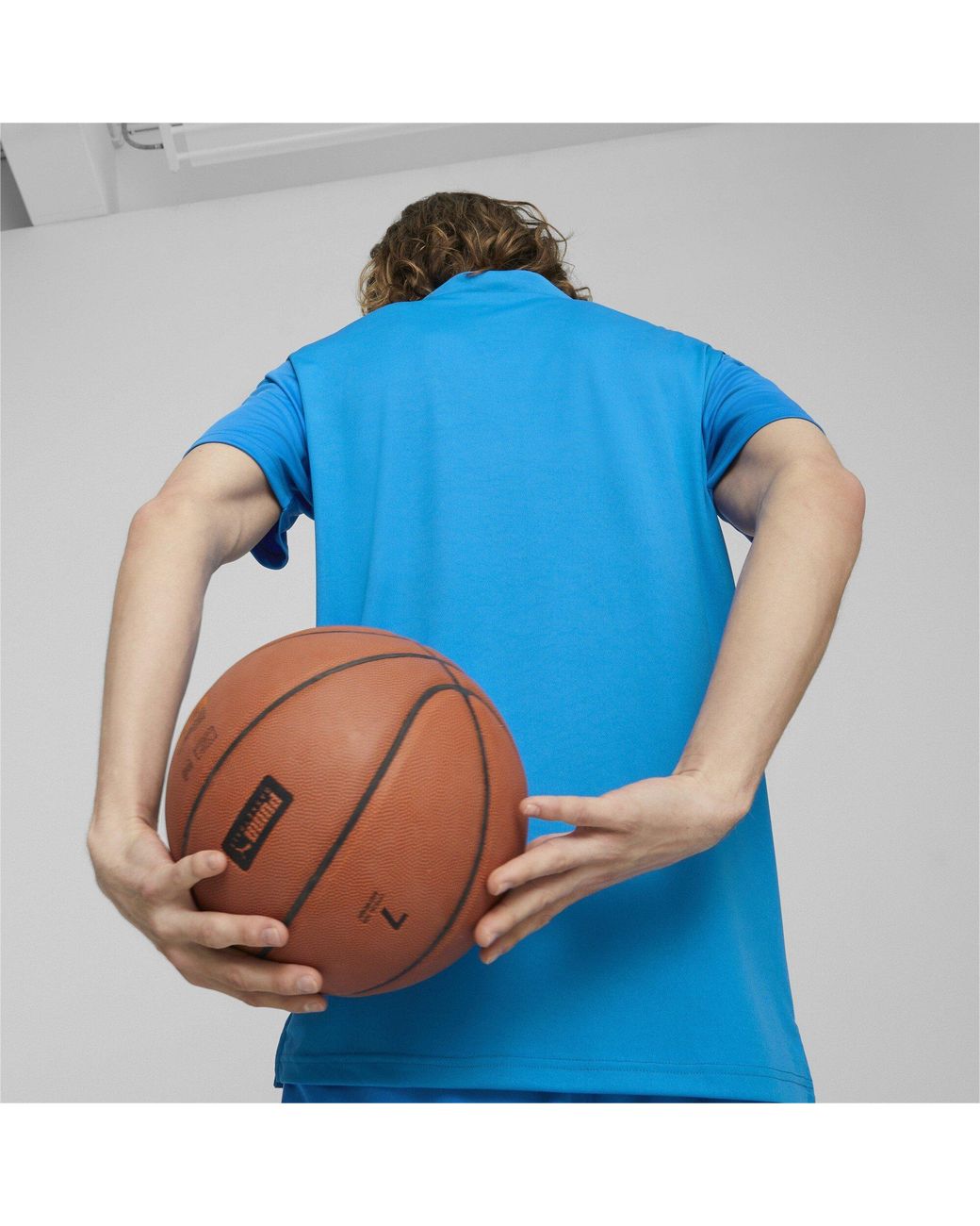 PUMA Blue Hoops Team Short Sleeve Performance Polo Shirt for men