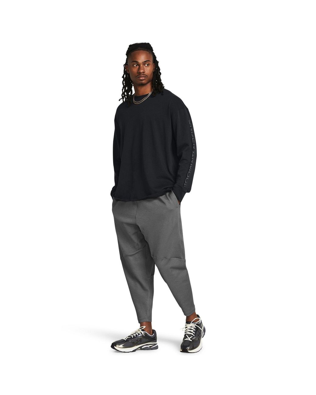 Under Armour Gray Ribbed Open Hem Fleece Joggers for men