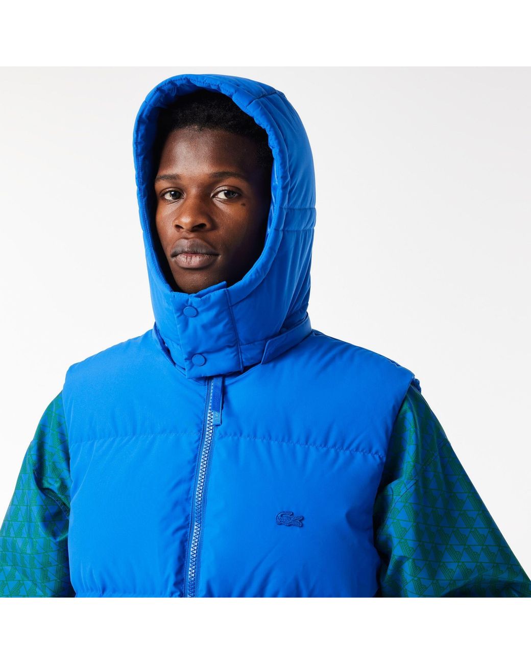 Lacoste Blue Puffer Quilted Zip Through Gilet for men