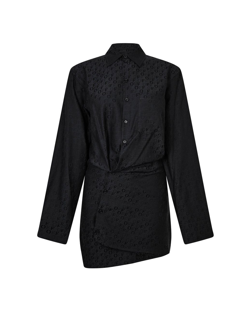 Off-White c/o Virgil Abloh Black Mini Silk Shirt Dress