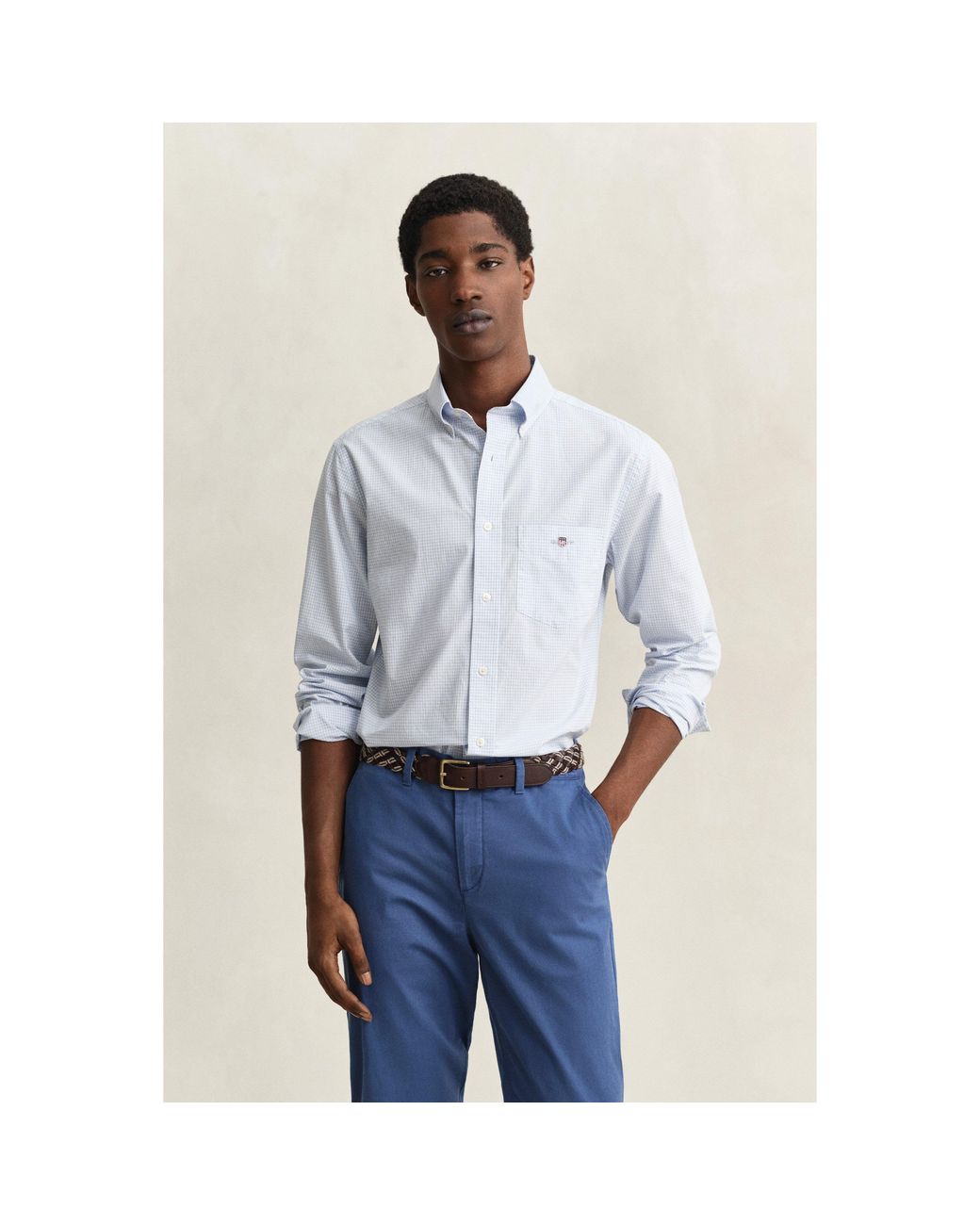 Gant White Gingham Long Sleeve Patterned Shirt for men