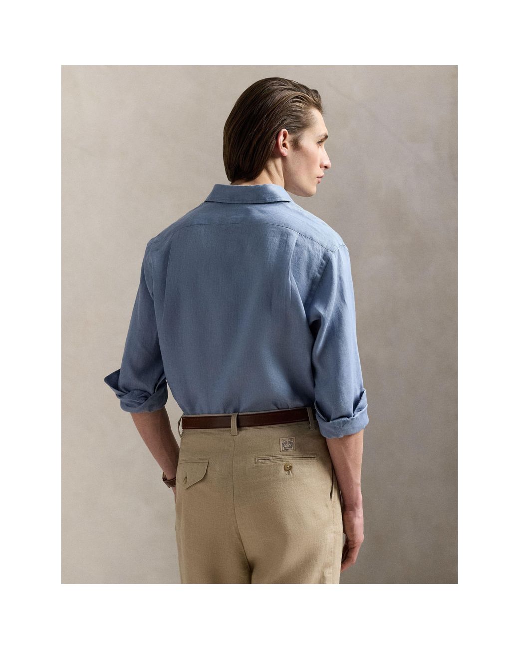 Ralph Lauren Blue Linen Long Sleeve Shirt for men
