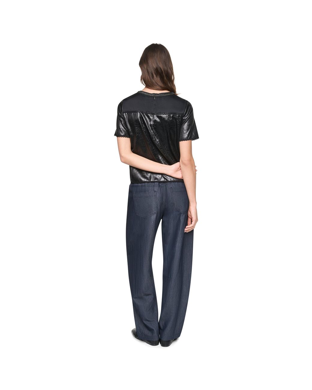 DKNY Black Mixed Media Crackle T-Shirt