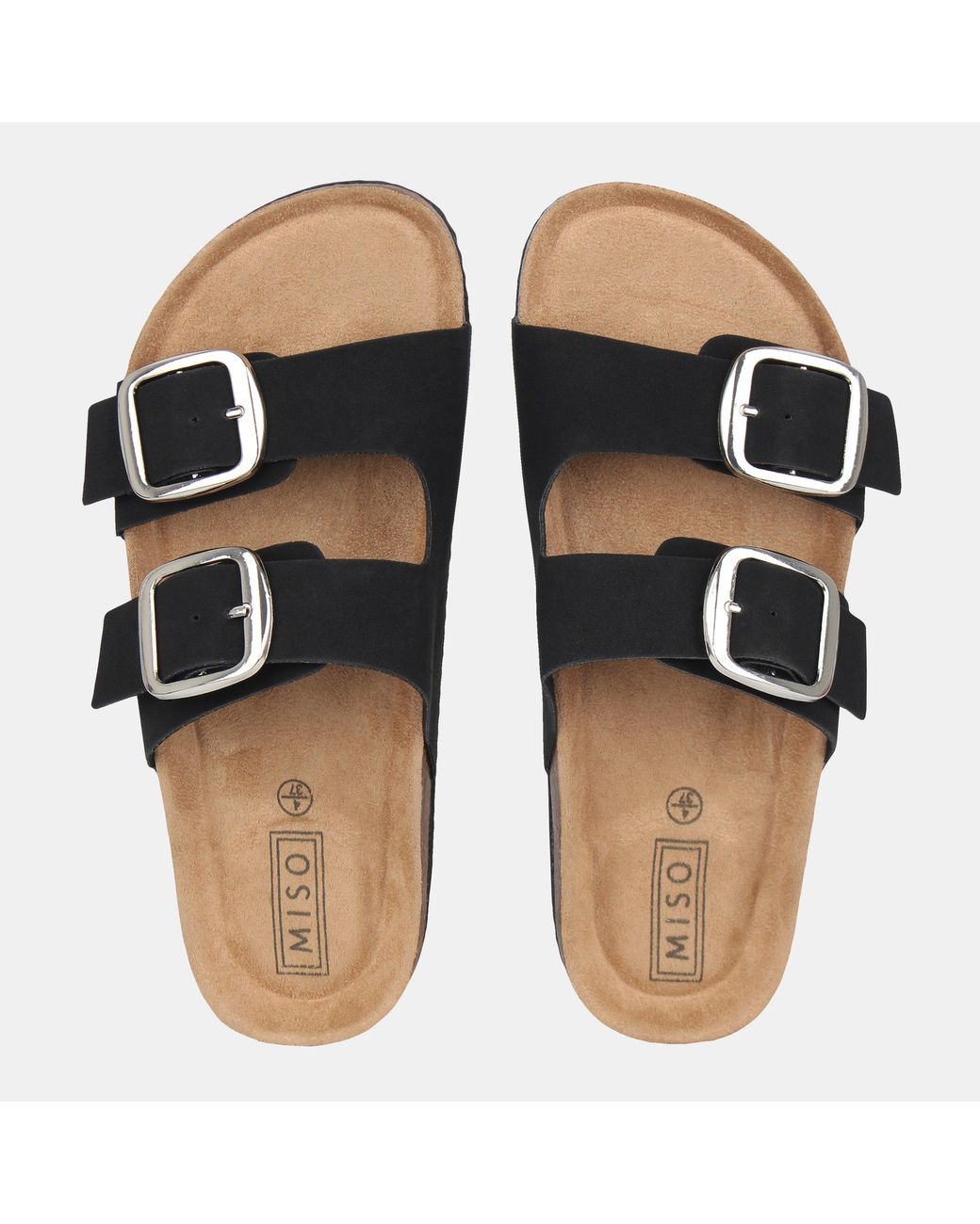 Miso Black Birki Flat Sandals