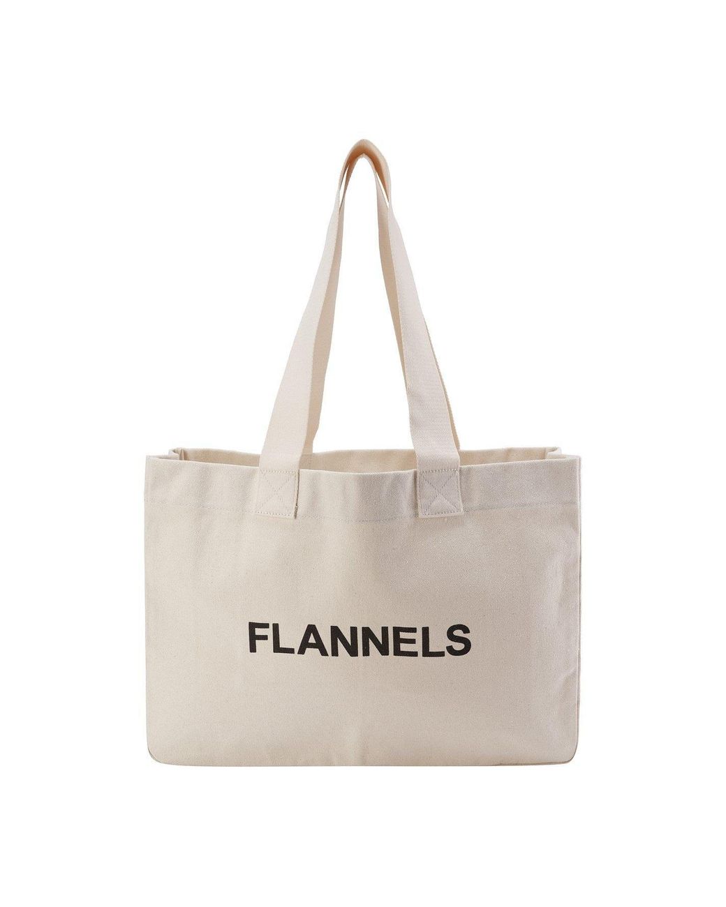 Flannels White Canvas Logo Tote Bag