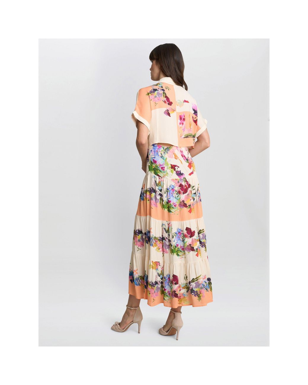Gina Bacconi White Sarah Floral Print Shirt Dress