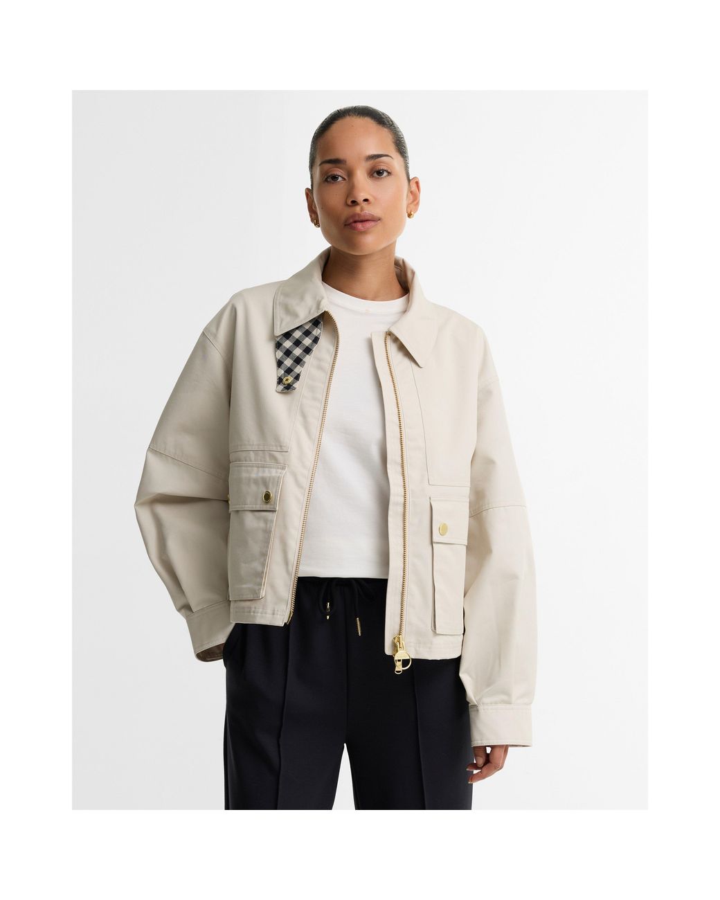 Barbour White Gabriette Cotton Rain Jacket