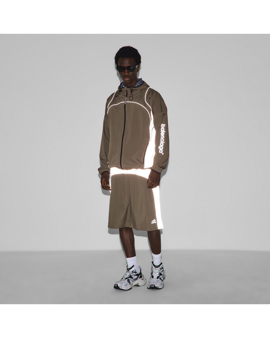 Balenciaga Green Hooded Tracksuit Top for men