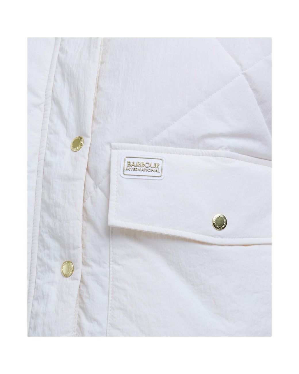 Barbour White Zola Long Sleeve Stand Collar Quilted Jacket