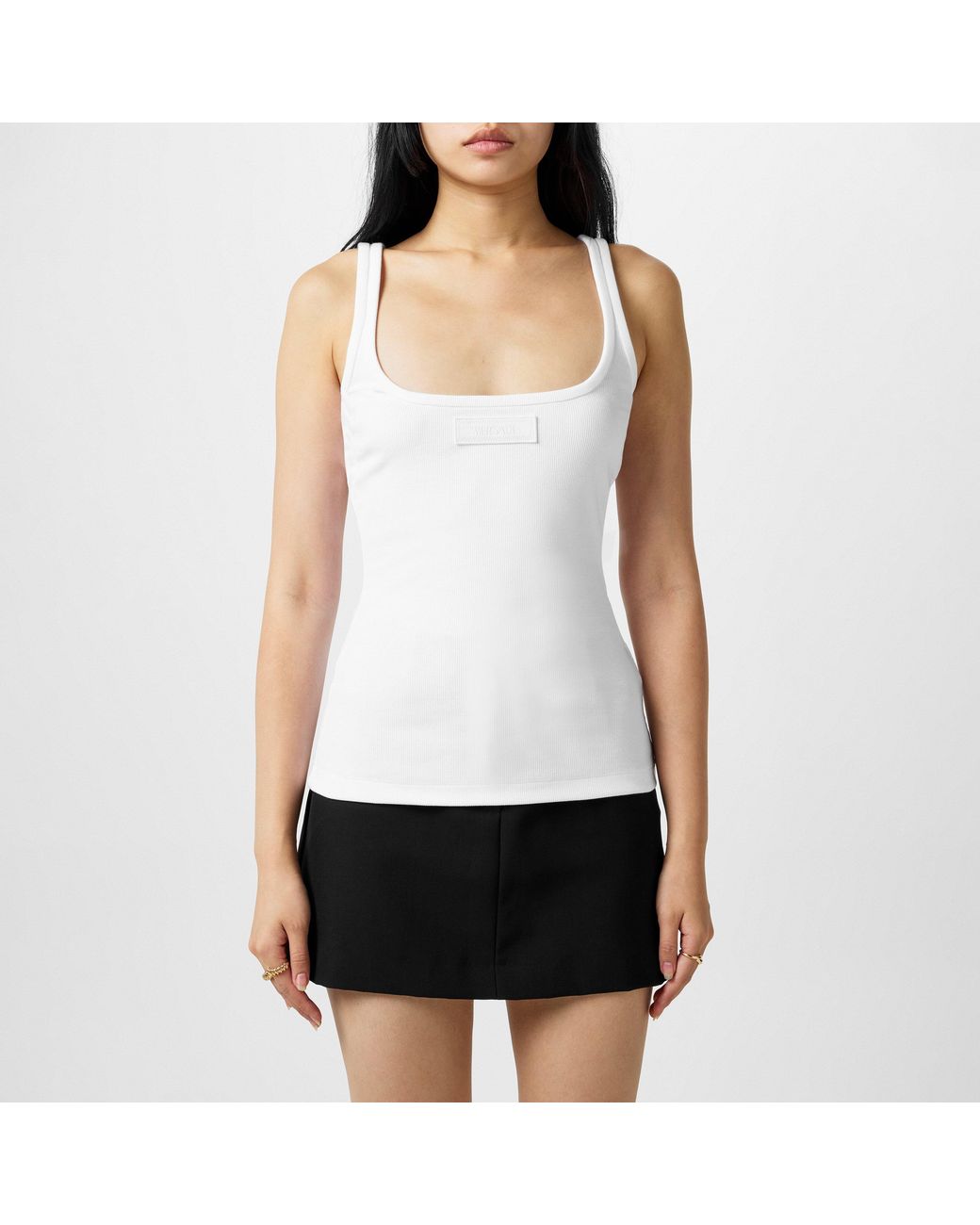 Versace White 90S Vintage Logo Ribbed Tank Top