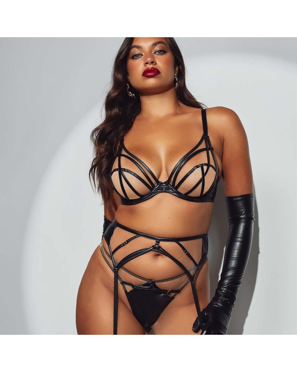 Playful Promises Black Ramona Leatherette High Waist Thong