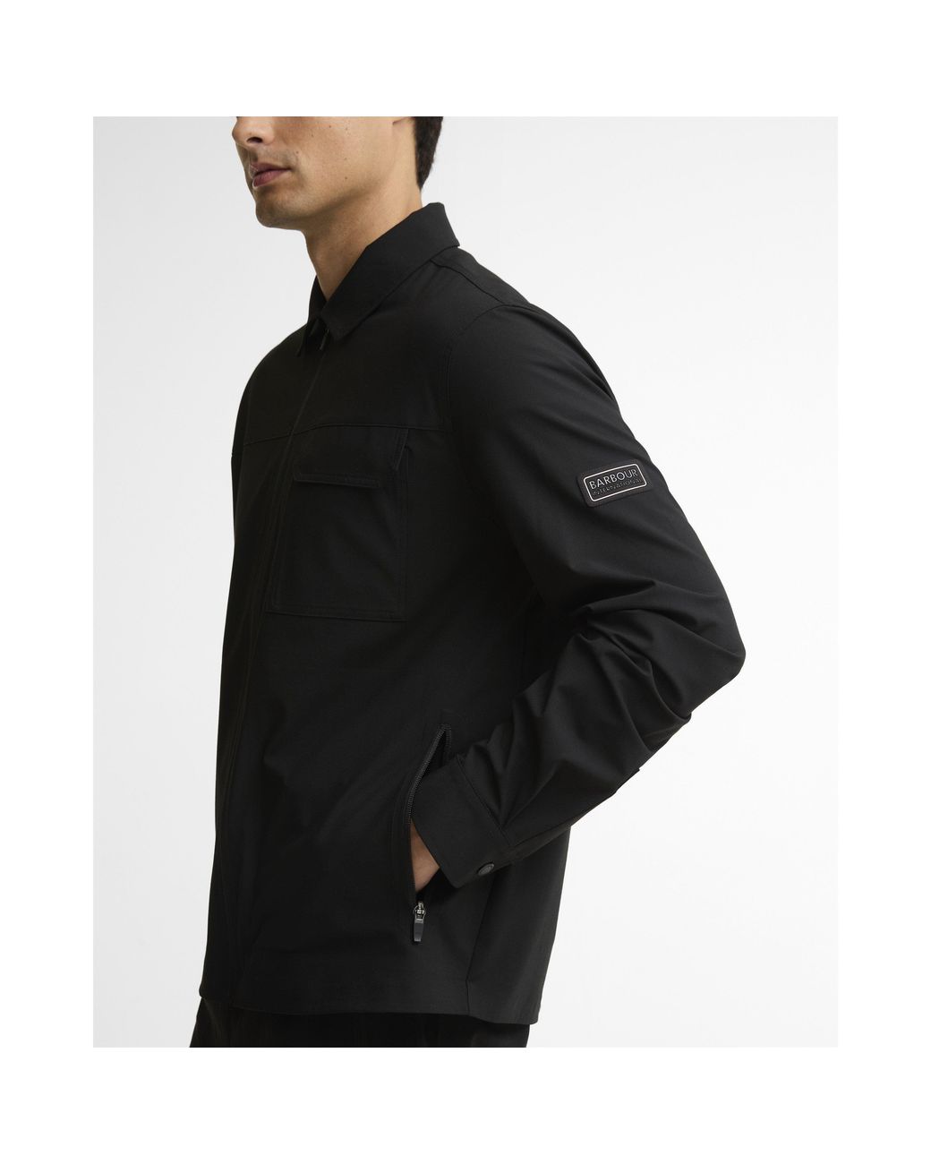 Barbour Black Tash Full-Zip Long-Sleeve Overshirt for men