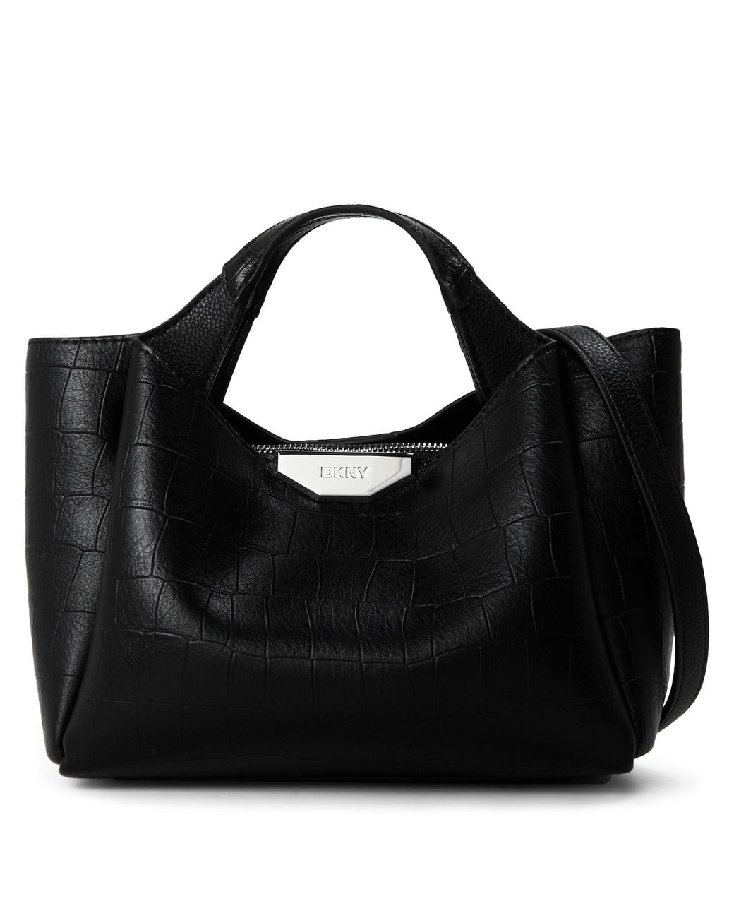 DKNY Black Willa Mini Satchel Embossed Faux Leather Tote Bag