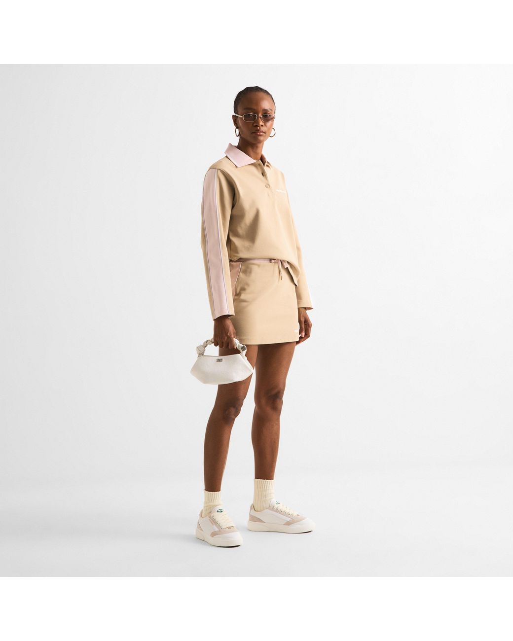 Casablanca Natural Punto Cropped Cotton Relaxed-Fit Skirt