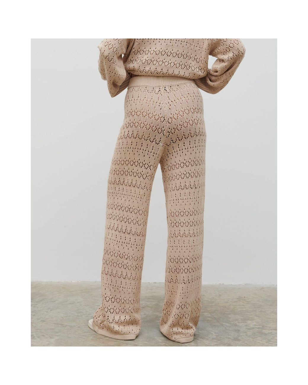 Pretty Lavish Natural Eda Crochet Trousers