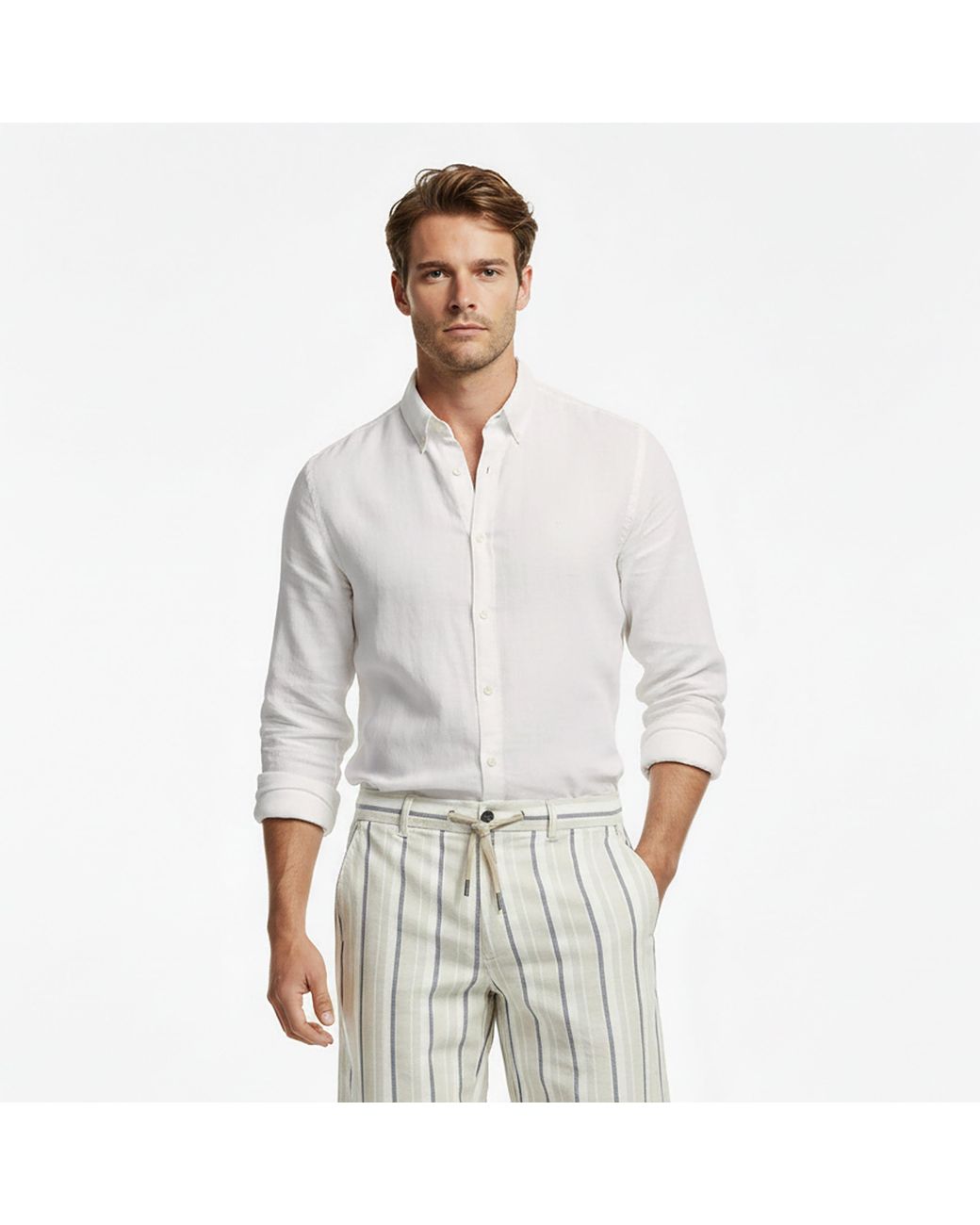 Boss White Liam Short Sleeve Buttoned Shirt for men