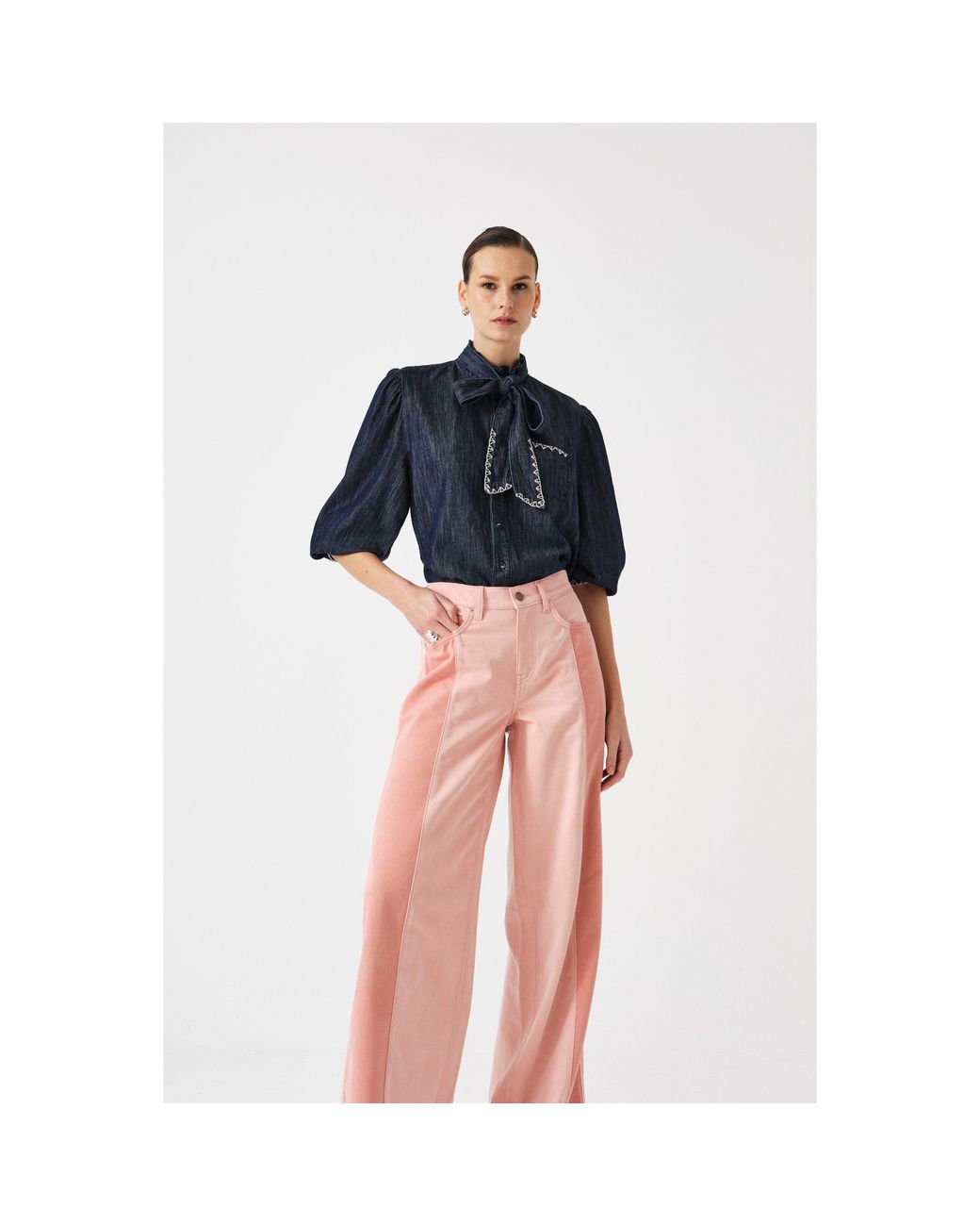 seventy + mochi Blue Poet Long Sleeve Blouse