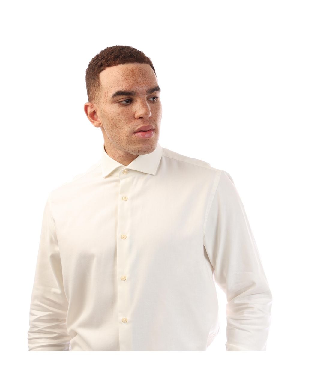 Boss White H Joe Spread Long Sleeve Oxford Shirt for men
